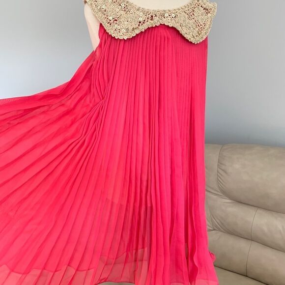 Girls beautiful pink pleated ruffle dress Sz 3